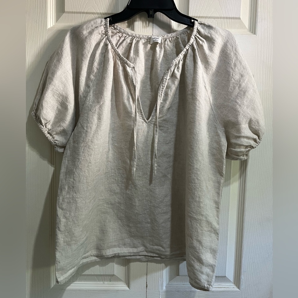 Wilfred Cream Puff-Sleeve Peasant Blouse